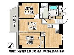シャトラン兵庫 2LDKの間取図画像