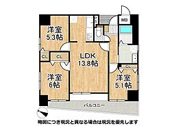 カーサ神戸下山手 3LDKの間取図画像