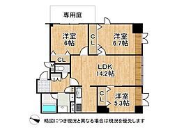 グラン・フェルティ東灘住吉川 3LDKの間取図画像