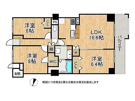 LDK16.6帖と全居室6帖以上のゆとり、WIC備えた収納力ある間取り。