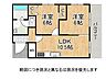 間取り：動線がすっきりとまとまり、各居室に収納を備えた2LDK。