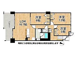 コート六甲鶴甲 3LDKの間取図画像