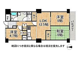 熊内スカイハイツ 3LDKの間取図画像