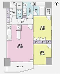 LaSante五反田 3階2LDKの間取り
