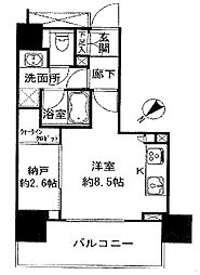 ザ・パークハウスアーバンス東五反田 ワンルームの間取図画像