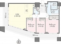 コンシェリア西新宿タワーズウエスト 3LDKの間取図画像