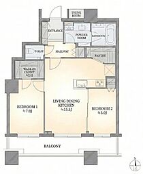 パークタワーグランスカイ 2LDKの間取図画像