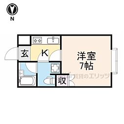 近鉄奈良線 生駒駅 徒歩5分の賃貸マンション 5階1Kの間取り