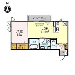 ラリュール 2階1LDKの間取り