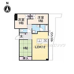 近鉄奈良線 東生駒駅 徒歩8分の賃貸マンション 4階3LDKの間取り