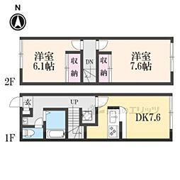 レオパレスグランデ1番館 2DKの間取図画像