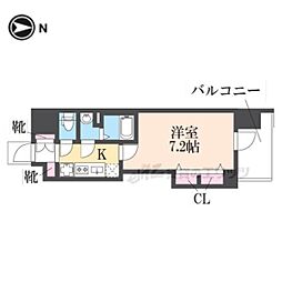 京阪本線 門真市駅 徒歩3分の賃貸マンション 6階1Kの間取り