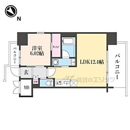 プレジオ森河内ＡＳＩＡＮ 13階1LDKの間取り