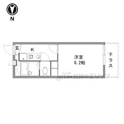 レオパレスブルーファン 1階1Kの間取り