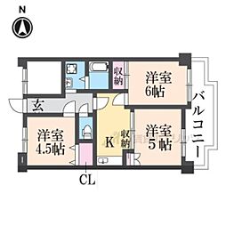 友井グレイス 3DKの間取図画像