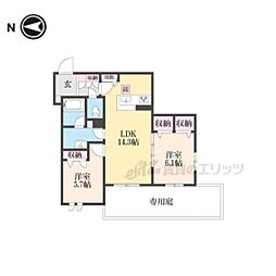 シャーメゾングランドビュイソン 2LDKの間取図画像