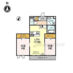 メゾンデュココン 2LDKの間取図画像