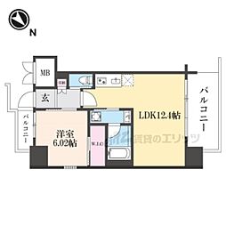プレジオ森河内ASIAN 1LDKの間取図画像
