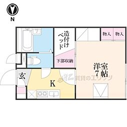 レオパレス池田 1Kの間取図画像