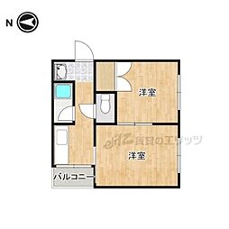 八戸ノ里プラザ 2Kの間取図画像