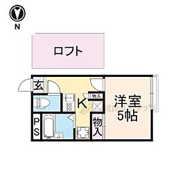 カラコレス 2階1Kの間取り