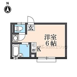 近鉄生駒線 菜畑駅 徒歩3分の賃貸アパート 1階ワンルームの間取り