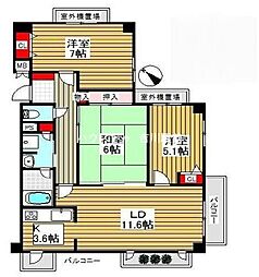 レックスハイム吉川 3LDKの間取図画像
