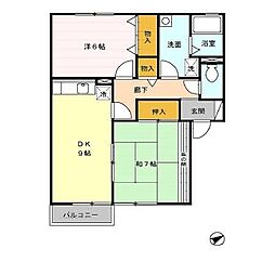 東武野田線 梅郷駅 徒歩8分の賃貸アパート 2階2DKの間取り