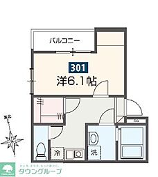 東武伊勢崎線 武里駅 徒歩9分の賃貸アパート 3階1Kの間取り