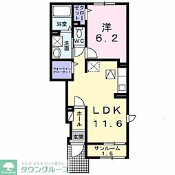 ウィンローゼ 1階1LDKの間取り