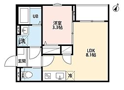東武伊勢崎線 蒲生駅 徒歩9分の賃貸アパート 2階1LDKの間取り