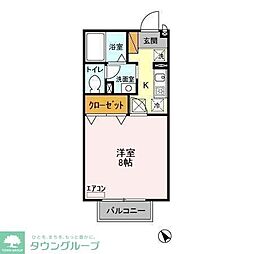 東武野田線 梅郷駅 徒歩15分の賃貸アパート 1階1Kの間取り