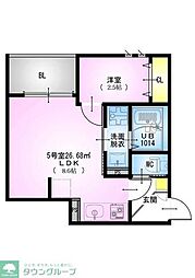 東武野田線 大和田駅 徒歩5分の賃貸アパート 1階1LDKの間取り