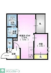 東武野田線 大和田駅 徒歩5分の賃貸アパート 1階1LDKの間取り