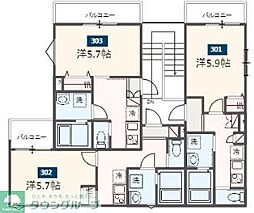 湘南新宿ライン宇須 東大宮駅 徒歩14分の賃貸アパート 3階1Kの間取り