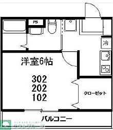 東武伊勢崎線 大袋駅 徒歩11分の賃貸アパート 3階1Kの間取り