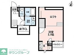 東武野田線 南桜井駅 徒歩8分の賃貸アパート 1階1Kの間取り