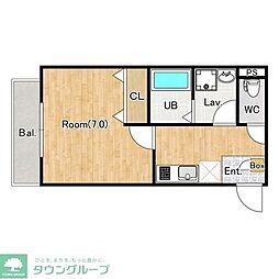 東武野田線 大和田駅 徒歩11分の賃貸アパート 1階1Kの間取り