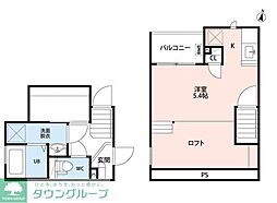 東武野田線 南桜井駅 徒歩9分の賃貸アパート 1階1Kの間取り