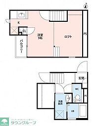 東武野田線 南桜井駅 徒歩9分の賃貸アパート 2階1Kの間取り