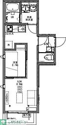 東武野田線 大和田駅 徒歩8分の賃貸アパート 2階1LDKの間取り