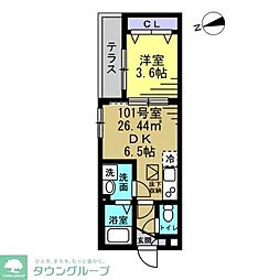 JR東北本線 東大宮駅 徒歩14分の賃貸アパート 1階1DKの間取り