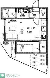 東武伊勢崎線 せんげん台駅 徒歩14分の賃貸アパート 1階1LDKの間取り