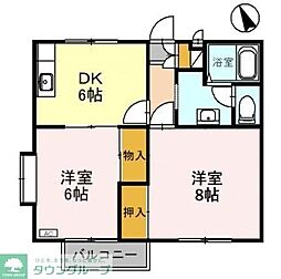 秩父鉄道 西羽生駅 徒歩7分の賃貸アパート 2階2DKの間取り