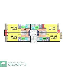 東武伊勢崎線 一ノ割駅 徒歩7分の賃貸アパート 1階1Kの間取り