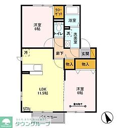 グリシーヌB 2LDKの間取図画像