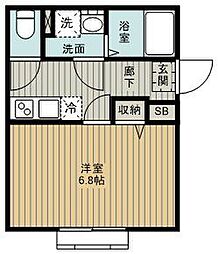 プルミエール春日部 1Kの間取図画像
