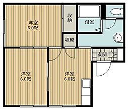 メゾン寿C 2DKの間取図画像