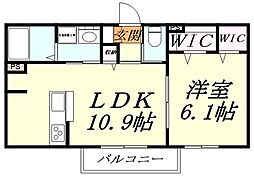 メゾンドボヌール 1LDKの間取図画像