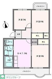 シャトーブラン村田ビル1号棟 3DKの間取図画像